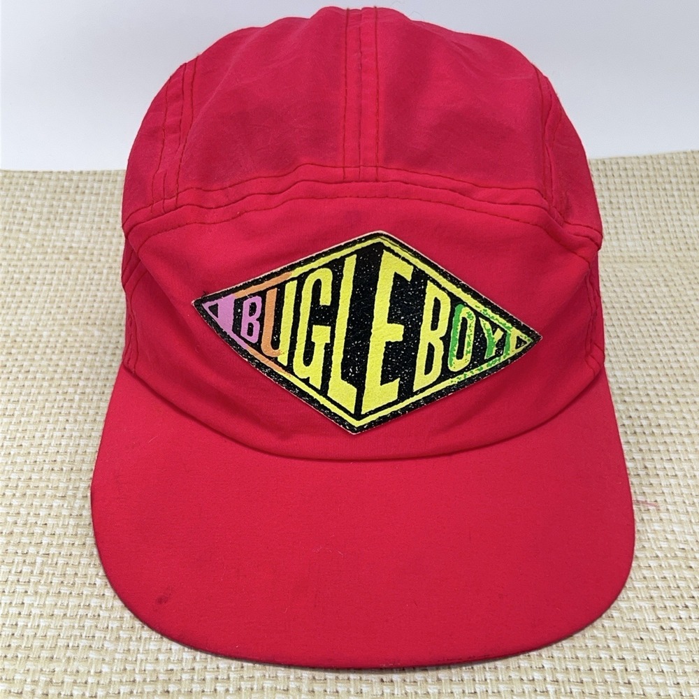 Vintage Bugle Boy Hat Cap 5 Panel Neon Pink Nylon 90s Y2K Spell Out Adult‎ Mens - Picture 7 of 12